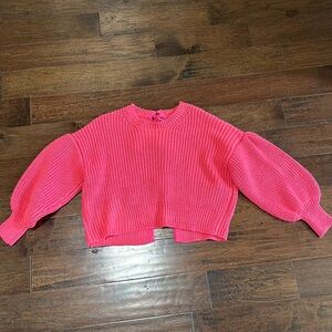 Hot Pink Chunky Knit Bow Sweater